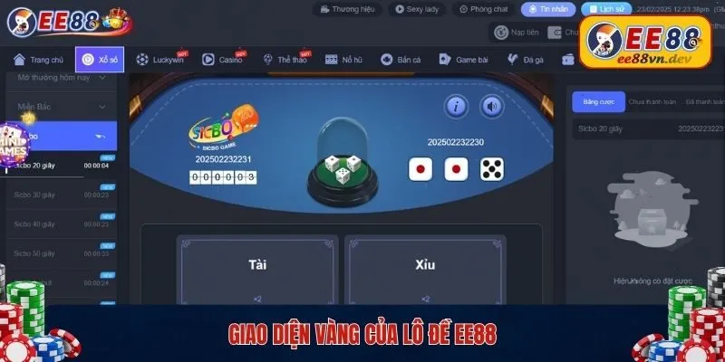 Giao diện vàng của Lô đề EE88 
